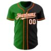 Custom Black White Grass Green-Orange Authentic Gradient Fashion Baseball Jersey