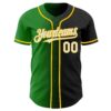 Custom Black White Grass Green-Yellow Authentic Gradient Fashion Baseball Jersey