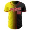 Custom Black Red Light Yellow-White Authentic Gradient Fashion Baseball Jersey