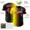Custom Black Red Light Yellow-White Authentic Gradient Fashion Baseball Jersey