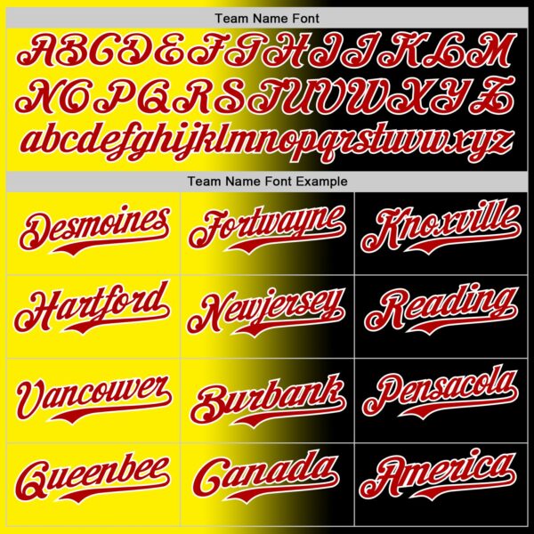 Custom Black Red Light Yellow-White Authentic Gradient Fashion Baseball Jersey