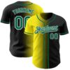 Custom Black Kelly Green Light Yellow-White Authentic Gradient Fashion Baseball Jersey