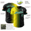 Custom Black Kelly Green Light Yellow-White Authentic Gradient Fashion Baseball Jersey