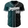 Custom Black White Midnight Green-Gray Authentic Gradient Fashion Baseball Jersey