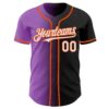 Custom Black White Medium Purple-Orange Authentic Gradient Fashion Baseball Jersey