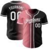 Custom Black White-Medium Pink Authentic Gradient Fashion Baseball Jersey