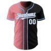 Custom Black White Medium Pink-Light Blue Authentic Gradient Fashion Baseball Jersey