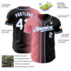 Custom Black White Medium Pink-Light Blue Authentic Gradient Fashion Baseball Jersey
