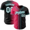 Custom Black White Neon Pink-Teal Authentic Gradient Fashion Baseball Jersey