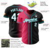Custom Black White Neon Pink-Teal Authentic Gradient Fashion Baseball Jersey