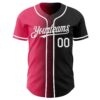 Custom Black White-Neon Pink Authentic Gradient Fashion Baseball Jersey