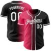 Custom Black White-Neon Pink Authentic Gradient Fashion Baseball Jersey