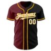 Custom Black White Burgundy-Gold Authentic Gradient Fashion Baseball Jersey