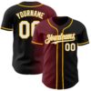 Custom Black White Burgundy-Gold Authentic Gradient Fashion Baseball Jersey