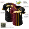 Custom Black White Burgundy-Gold Authentic Gradient Fashion Baseball Jersey