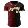 Custom Black White Burgundy-Old Gold Authentic Gradient Fashion Baseball Jersey