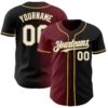 Custom Black White Burgundy-Old Gold Authentic Gradient Fashion Baseball Jersey