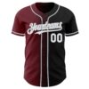 Custom Black White Burgundy-Gray Authentic Gradient Fashion Baseball Jersey