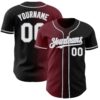 Custom Black White Burgundy-Gray Authentic Gradient Fashion Baseball Jersey