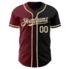 Custom Black Cream-Burgundy Authentic Gradient Fashion Baseball Jersey
