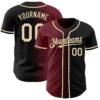 Custom Black Cream-Burgundy Authentic Gradient Fashion Baseball Jersey