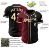 Custom Black Cream-Burgundy Authentic Gradient Fashion Baseball Jersey