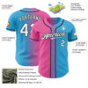 Custom Sky Blue White Pink-Black Authentic Gradient Fashion Baseball Jersey