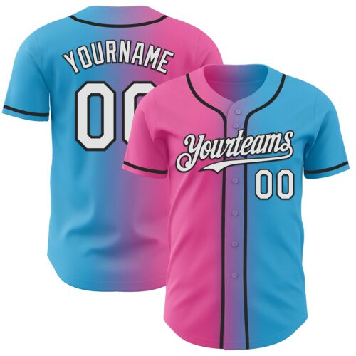 Gradient0962 Custom Sky Blue White Pink-Black Authentic Gradient Fashion Baseball Jersey