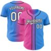 Custom Electric Blue White Pink-Black Authentic Gradient Fashion Baseball Jersey