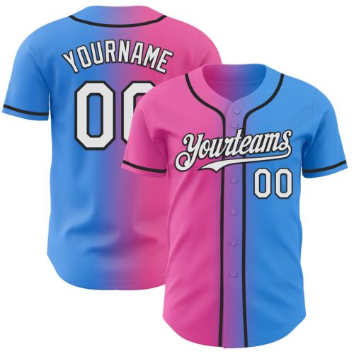 Gradient0963 Custom Electric Blue White Pink-Black Authentic Gradient Fashion Baseball Jersey