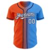 Custom Electric Blue White Orange-Navy Authentic Gradient Fashion Baseball Jersey