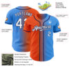 Custom Electric Blue White Orange-Navy Authentic Gradient Fashion Baseball Jersey