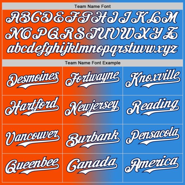 Custom Electric Blue White Orange-Navy Authentic Gradient Fashion Baseball Jersey
