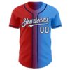 Custom Electric Blue White Red-Navy Authentic Gradient Fashion Baseball Jersey