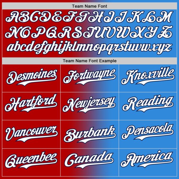 Custom Electric Blue White Red-Navy Authentic Gradient Fashion Baseball Jersey