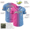 Custom Light Blue White Pink-Black Authentic Gradient Fashion Baseball Jersey