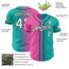 Custom Aqua White Pink-Black Authentic Gradient Fashion Baseball Jersey
