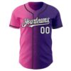 Custom Purple White Pink-Black Authentic Gradient Fashion Baseball Jersey
