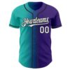 Custom Purple White Aqua-Black Authentic Gradient Fashion Baseball Jersey