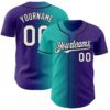 Custom Purple White Aqua-Black Authentic Gradient Fashion Baseball Jersey