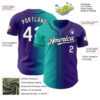 Custom Purple White Aqua-Black Authentic Gradient Fashion Baseball Jersey