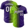 Custom Purple White Neon Green-Black Authentic Gradient Fashion Baseball Jersey