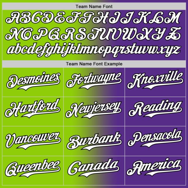 Custom Purple White Neon Green-Black Authentic Gradient Fashion Baseball Jersey