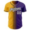 Custom Purple White Gold-Black Authentic Gradient Fashion Baseball Jersey