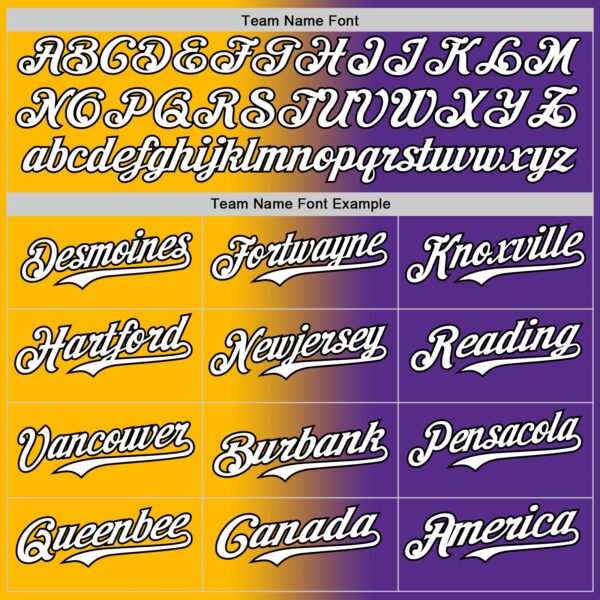 Custom Purple White Gold-Black Authentic Gradient Fashion Baseball Jersey