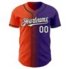 Custom Purple White Orange-Black Authentic Gradient Fashion Baseball Jersey