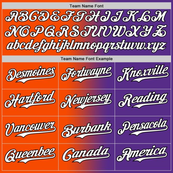 Custom Purple White Orange-Black Authentic Gradient Fashion Baseball Jersey