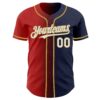 Custom Navy White Red-Old Gold Authentic Gradient Fashion Baseball Jersey