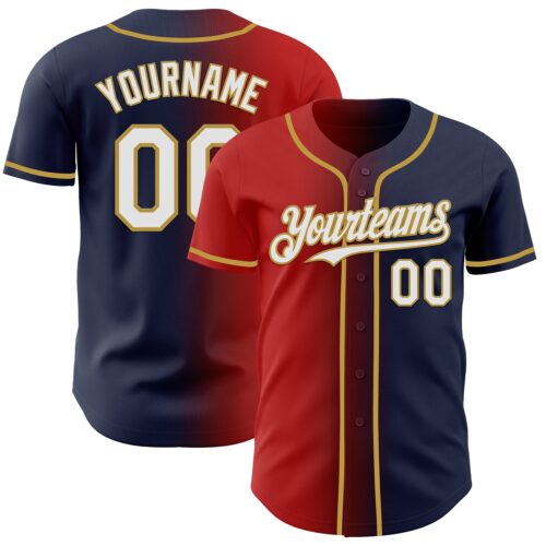 Gradient0975 Custom Navy White Red-Old Gold Authentic Gradient Fashion Baseball Jersey