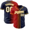 Custom Navy White Red-Gold Authentic Gradient Fashion Baseball Jersey